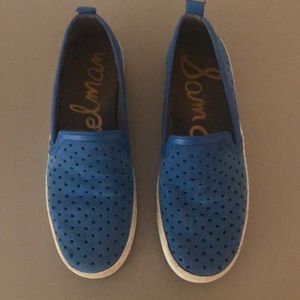 Sam Edelman blue suede slip ons